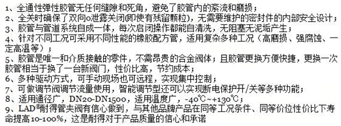氣動(dòng)氣缸式管夾閥（帶定位器型）特點(diǎn)